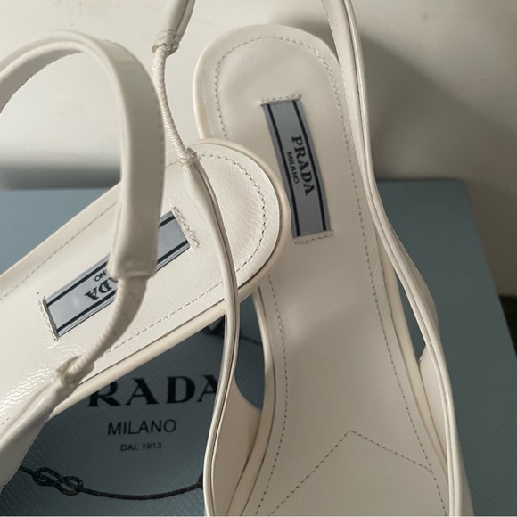 Prada Women's White Slingback Heels - Picture 5 of 6